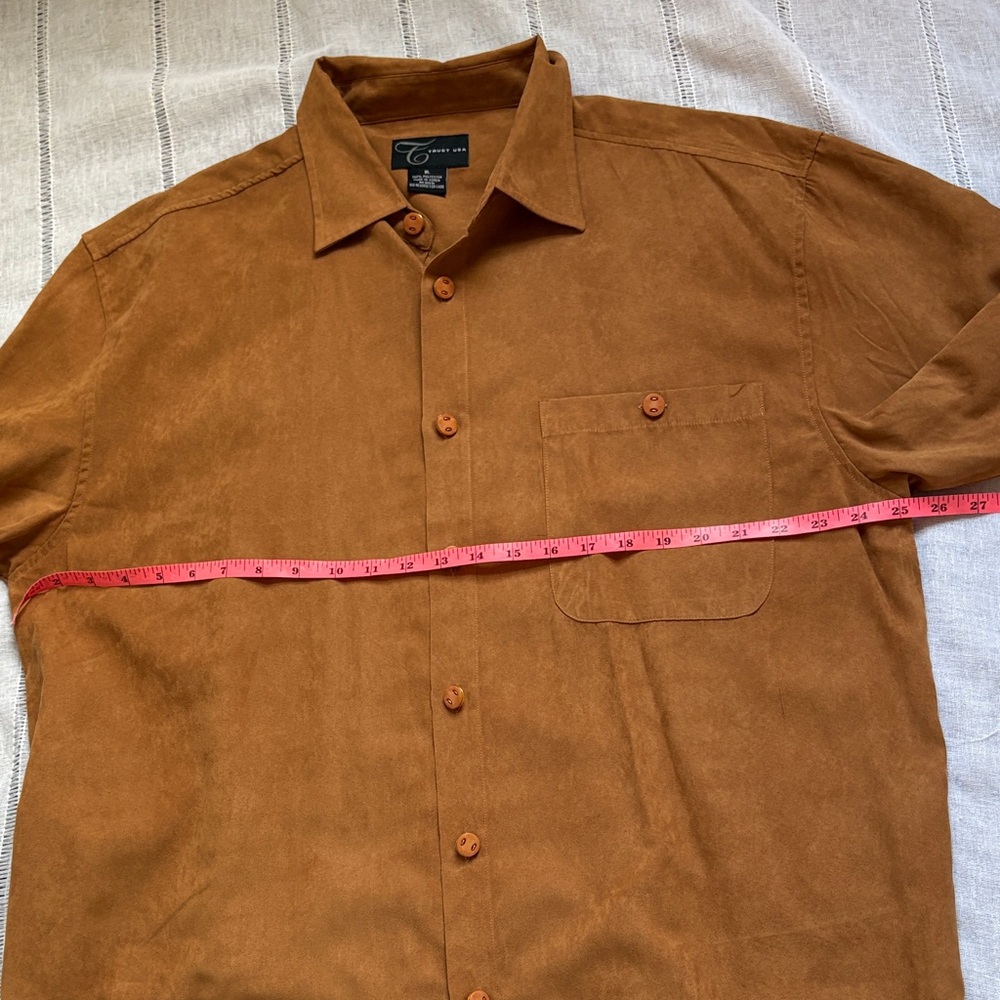 Trust USA Men’s Vintage Faux Suede Button Down - Picture 12 of 14